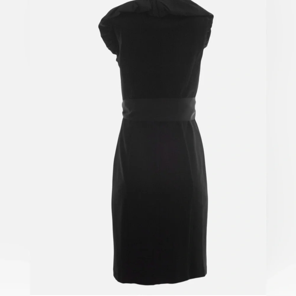 Nue by Shani Black Ruffle-Collar Sheath Midi Dress - Picture 2 of 6